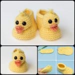 Duckling Baby Booties Crochet Pattern