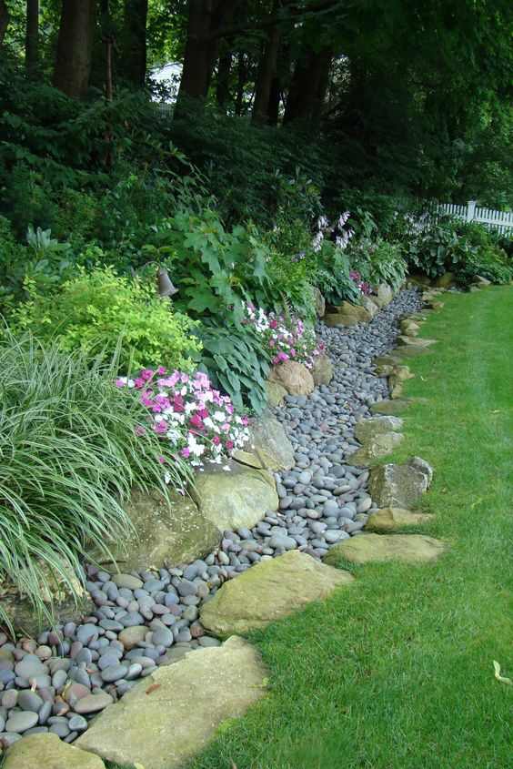 Garden Bed Edging Ideas--Dry Creek Bed Edging