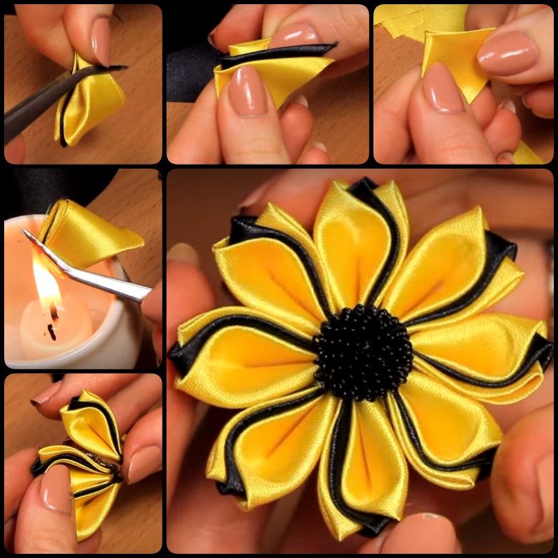 How to Make a Simple Fabric Kanzashi Flower