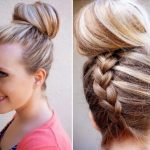 Inverted French Braid Top Knot hairstyle