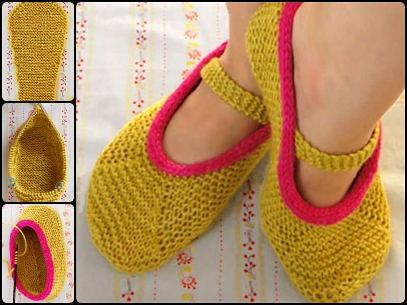 Knitting Mary Jane Slippers with Free Pattern