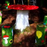 Tree Stump Decorative Mushrooms