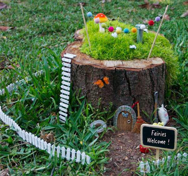 Tree Stump Fairy Garden