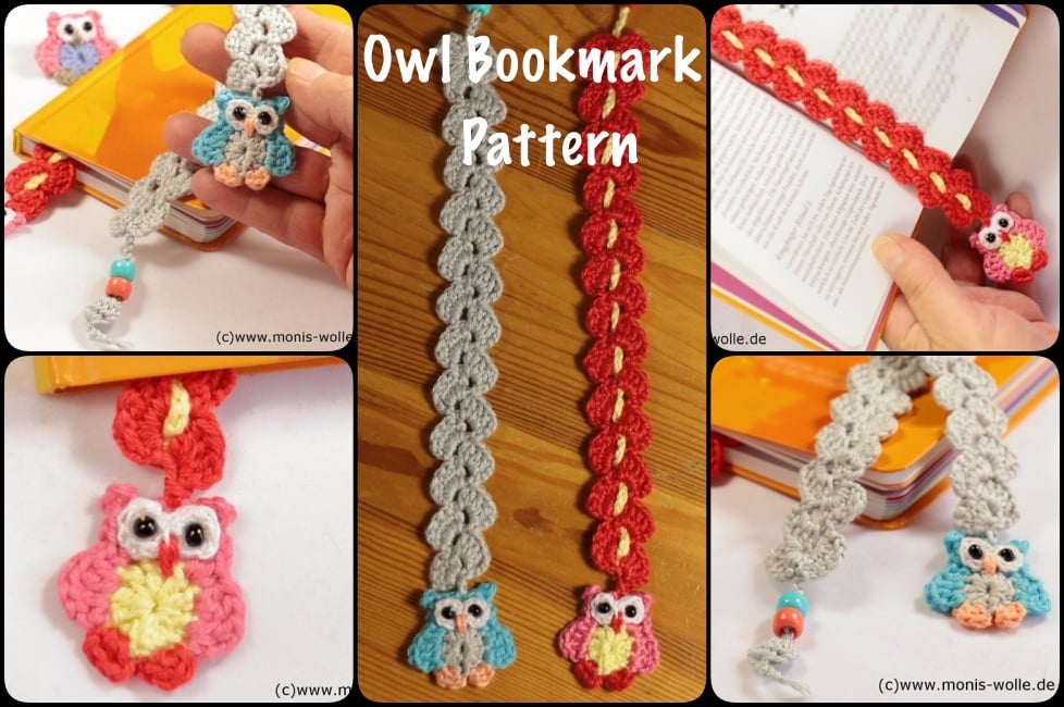 Crocheted owl bookmark with pattern