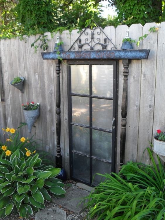 repurpose doors in the garden home design, garden