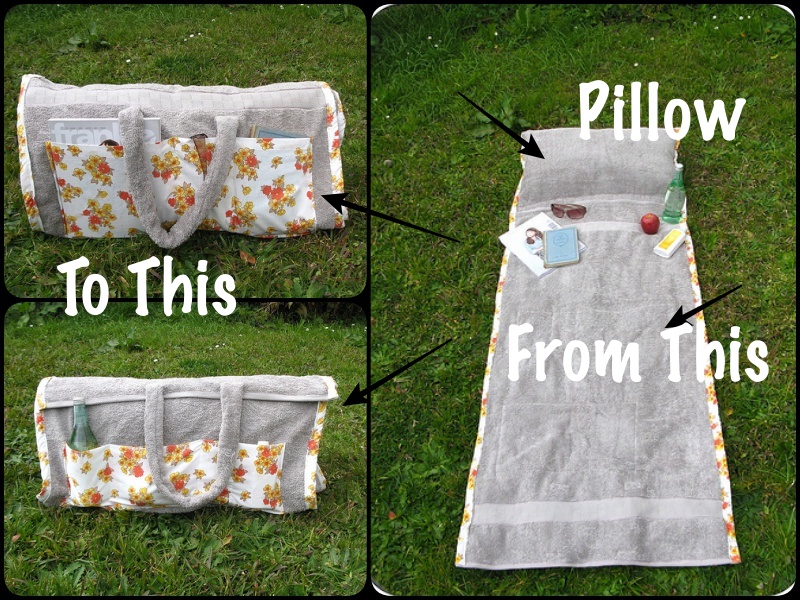 DIY Beach Towel Bag With Pillow