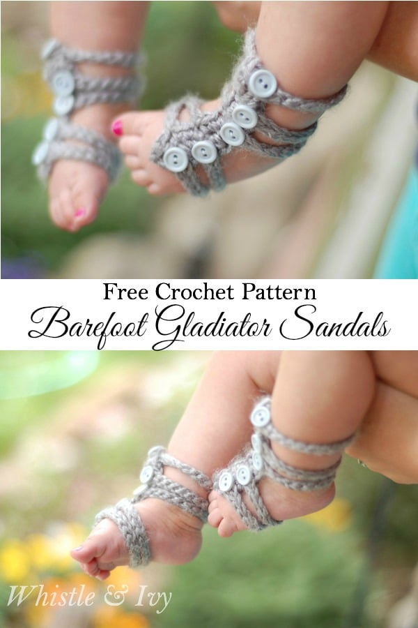Baby Barefoot Gladiator Sandals with Free Pattern (Video)