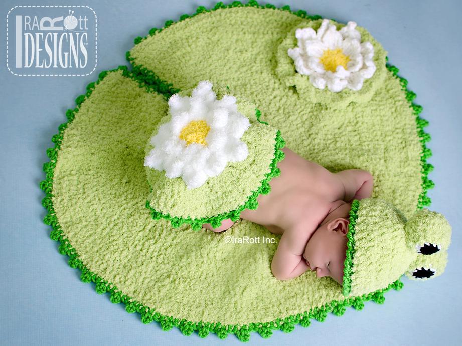 Crochet Baby Frog on a Lily Pad with Pattern