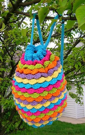 Crochet Colorful Spring Petals Backpack with Free Pattern