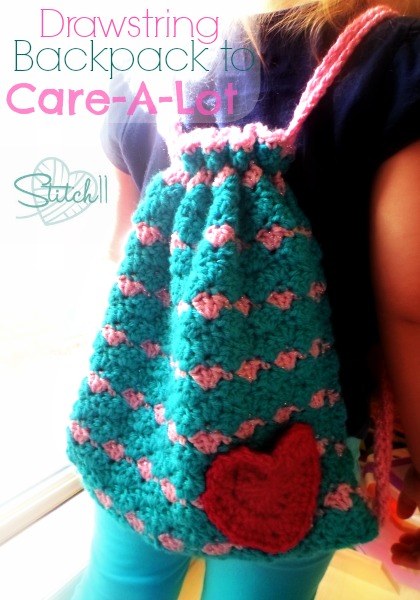 Crochet Drawsting Backpack with Free Pattern