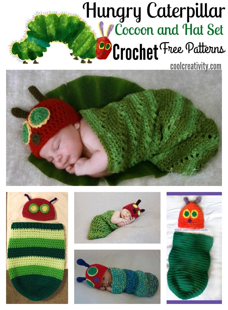 Crochet Hungry Caterpillar Cocoon and Hat Set with Free Pattern 