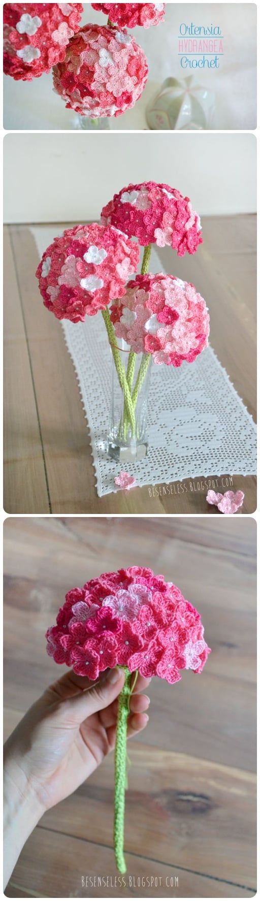 Crochet Hydrangea Flower with Free Pattern