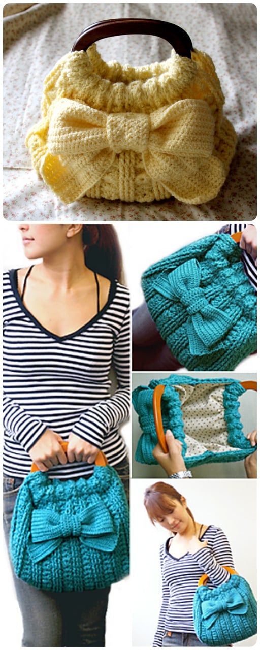 Crochet Ribbon Accent Bag with Free Pattern 