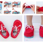 Crochet toddler “boat shoe” slippers with flip flop soles