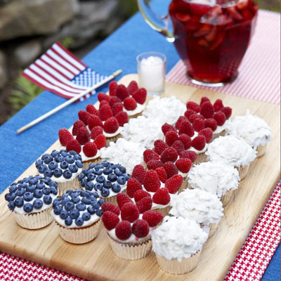 Cupcake Flag with Berries and Coconut