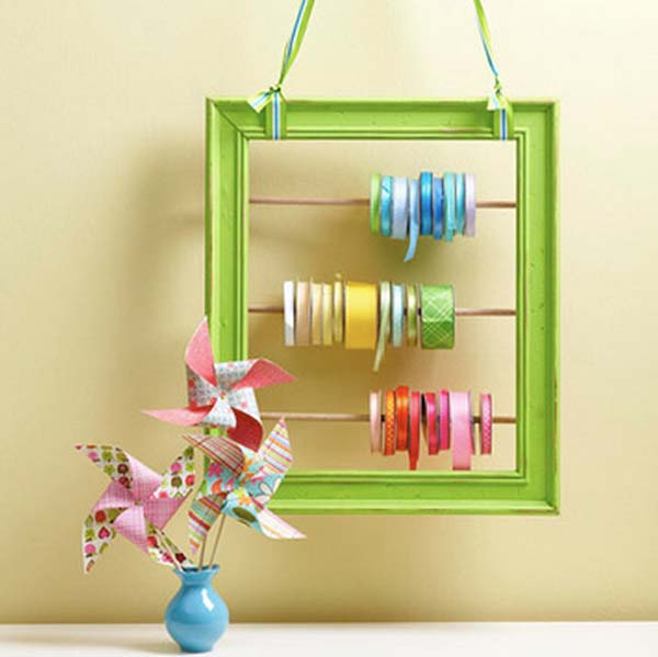 DIY Ribbon Holder From Frames