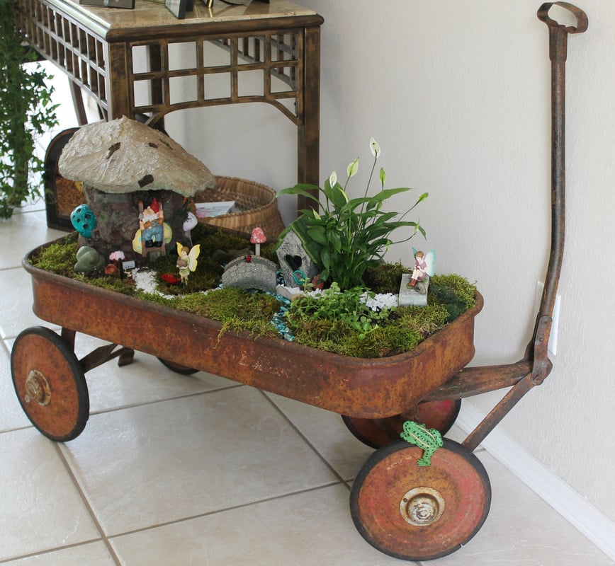 DIY Wheelbarrow Fairy Garden