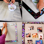 DIY picture frame with broken CDs