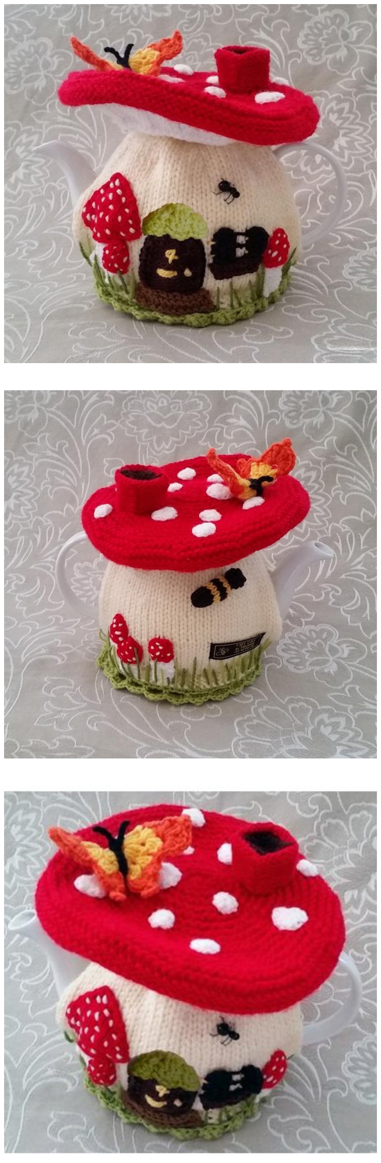 Fairy Mushroom House Tea Cosy Knitting Pattern