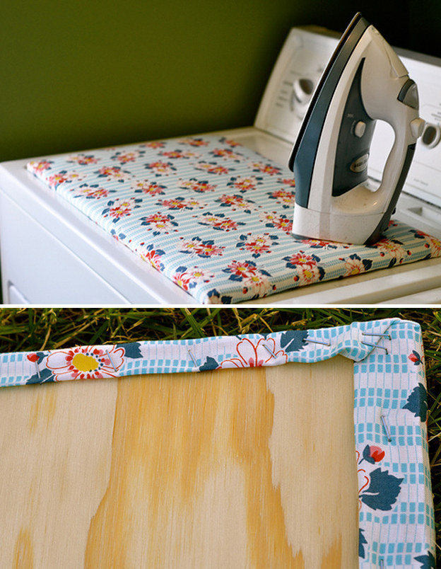 If your room is too small for an ironing board, make a DIY version that fits on top of the dryer