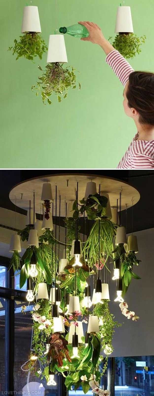 18 Indoor Herb Garden Ideas--Upside Down Hanging Herb Garden