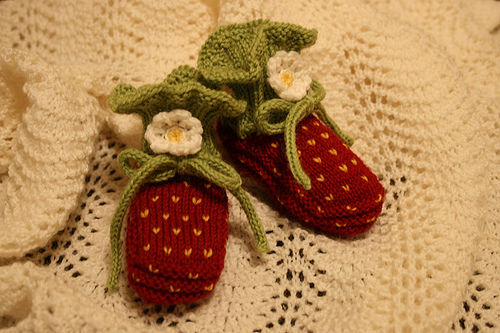 Knit Baby Strawberry Booties with Free Pattern