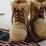 Knitted Combat booties with Pattern