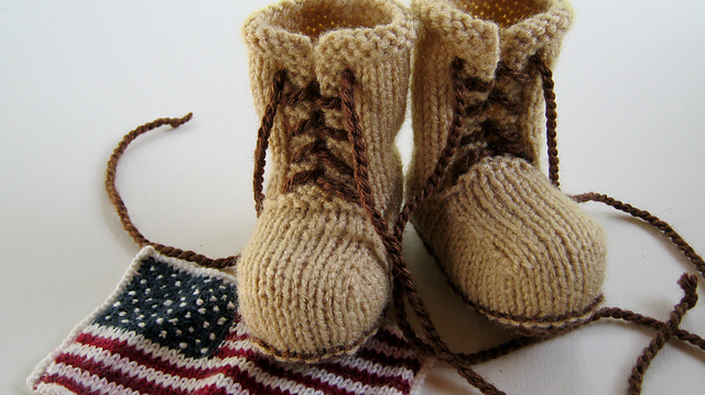 Knitted Combat booties with Pattern
