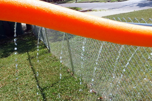 Make a backyard waterfall with a pool noodle