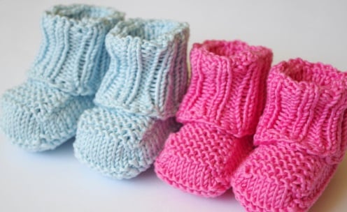 No Sew Knitted Baby Booties with Free Pattern