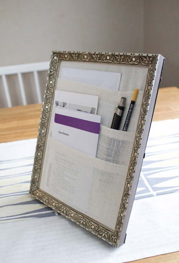 Office Desk Organizer From A Picture Frame