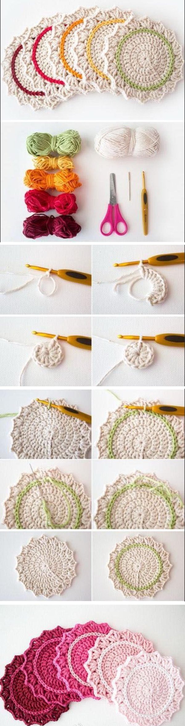 Ombre Crocheted Coasters with Free Pattern