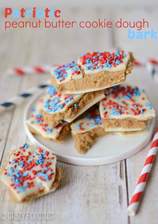 Patriotic Peanut Butter Cookie Dough Bark