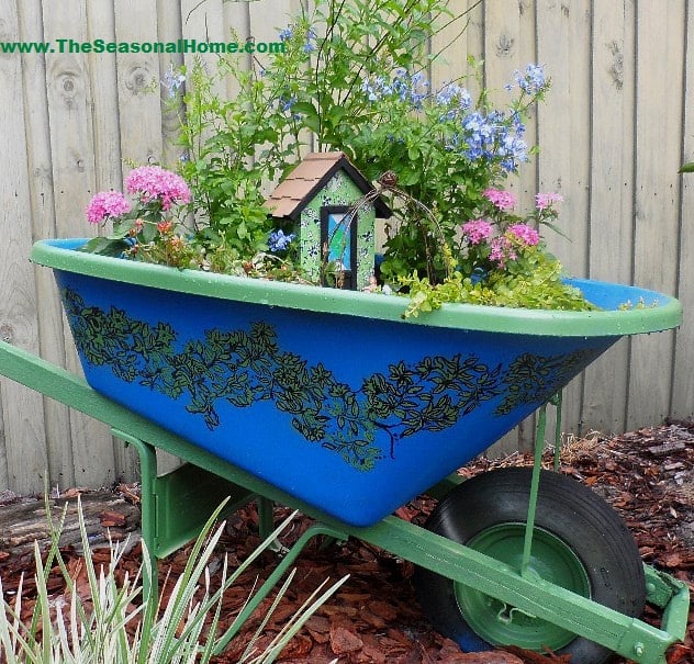 Secret Fairy Garden in an Upcycled Wheelbarrow