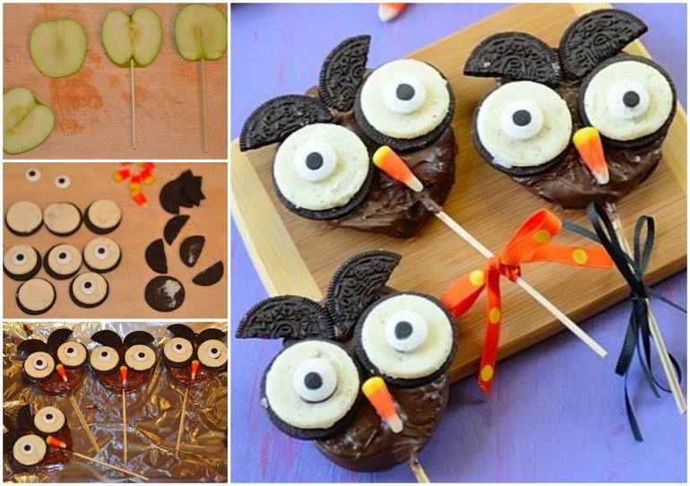 DIY Cute Chocolate-Apple Halloween Owl