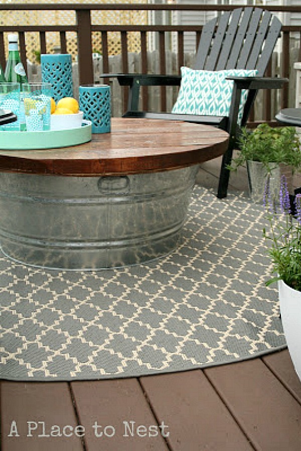 Metal Bucket Outdoor Coffee Table 