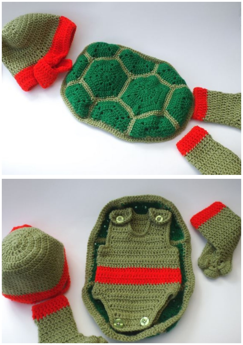 Baby's First Size Teenage Mutant Ninja Turtle Outfit Crochet Pattern