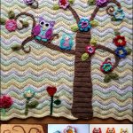 Crochet Nursery Owls Ripple Pattern Blanket with Free Pattern