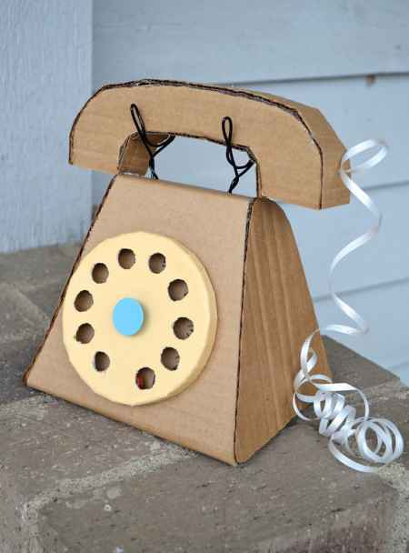 30+ Fun Ways To Repurpose Cardboard For Kids---Office Phone