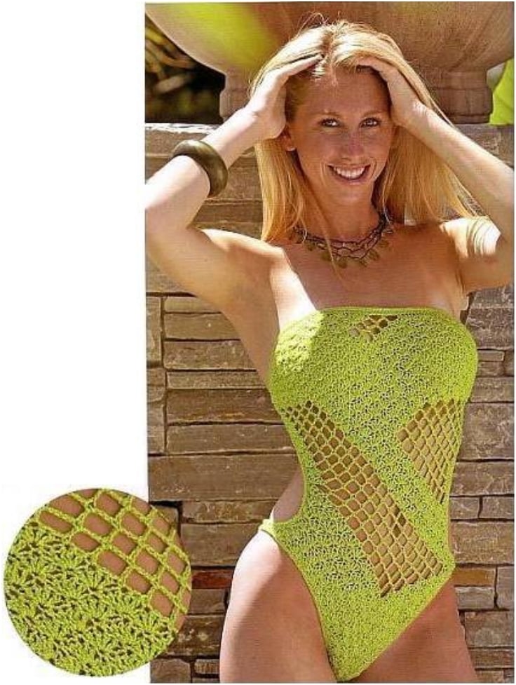 Crochet Mesh One Piece Bikini Swimsuit
