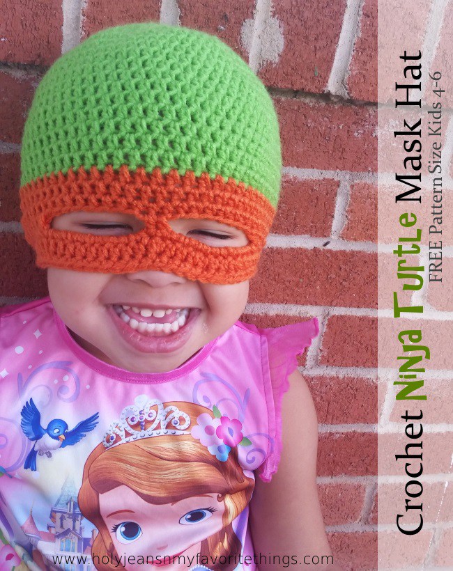 Crochet Ninja Turtle Mask Beanie Hat FREE Crochet Pattern