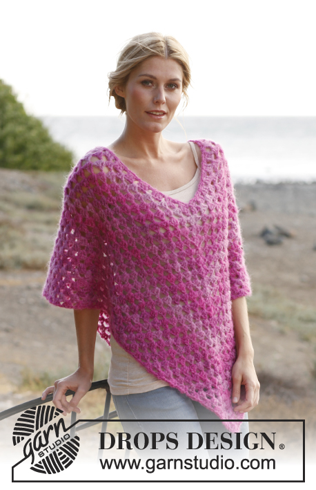 Crochet Raspberry Smoothie Poncho with FREE Pattern