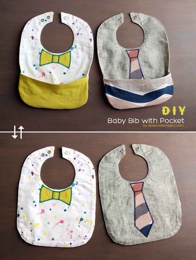 DIY Baby Bib with Fold-Over Pocket