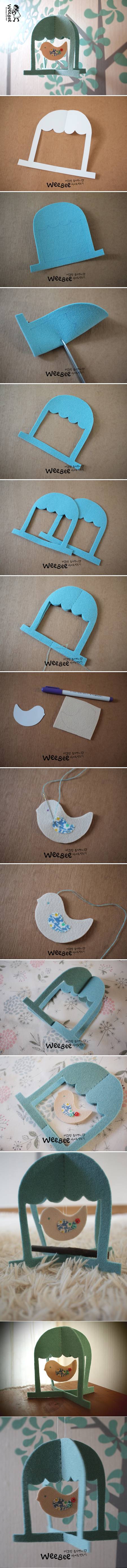 DIY Cute Felt Bird Cage Mobile