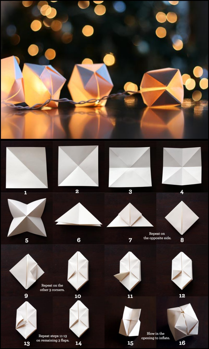 DIY Origami Cube String Lights