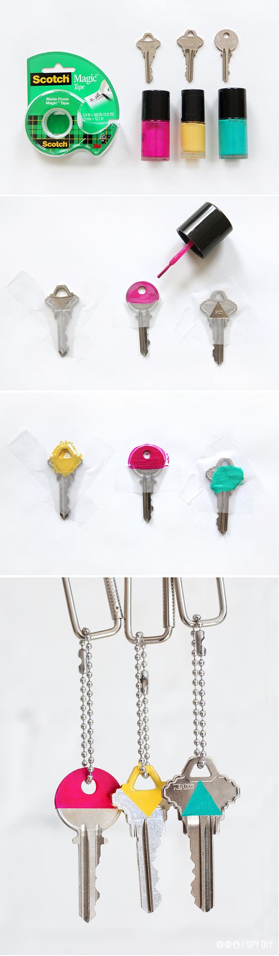 Differentiate your keys by painting them with nail polish
