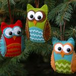 Felt Owl Ornaments with Template