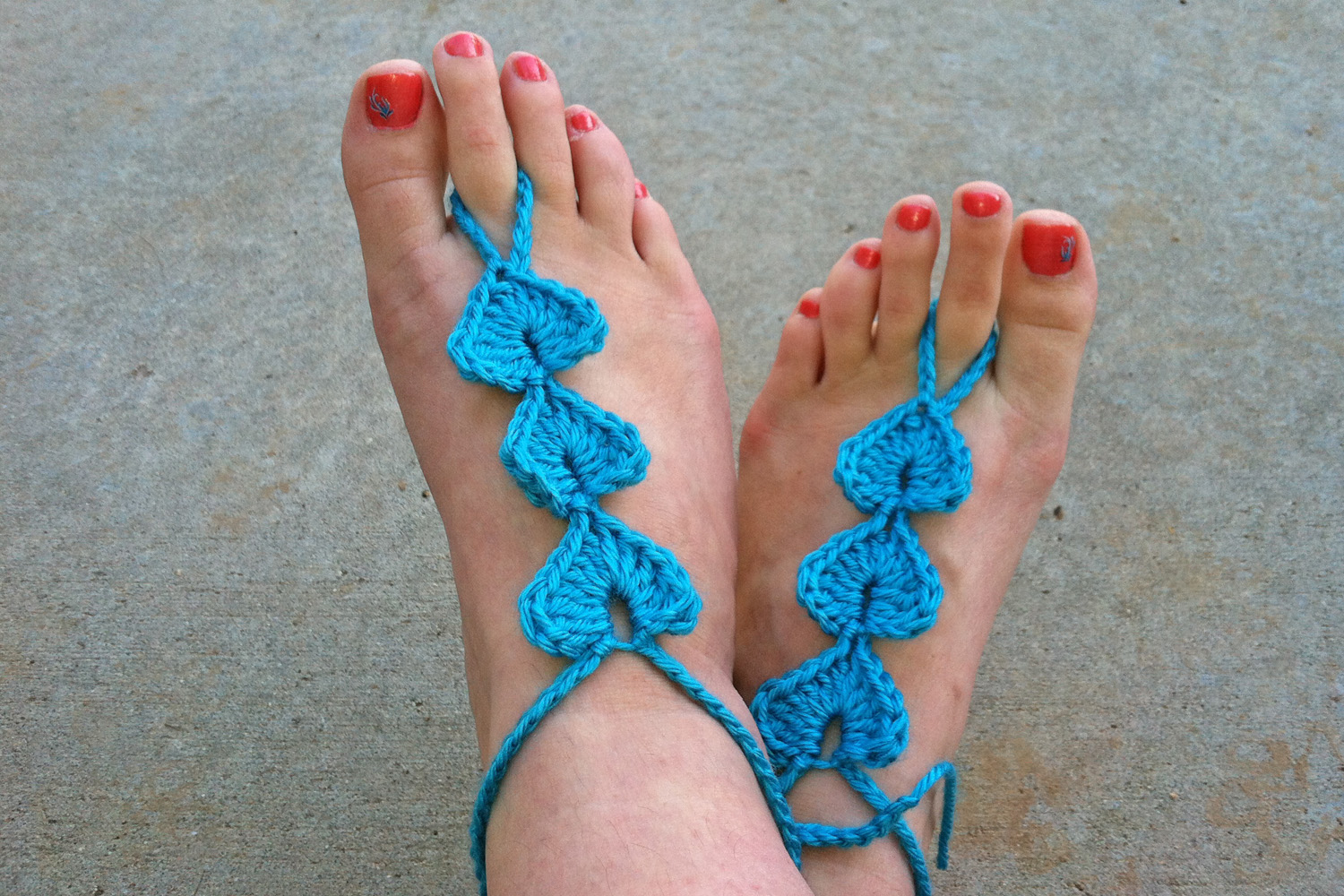 Hearts Barefoot Sandals FREE Crochet Pattern