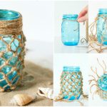 How To Make Fishnet Wrapped Mason Jar