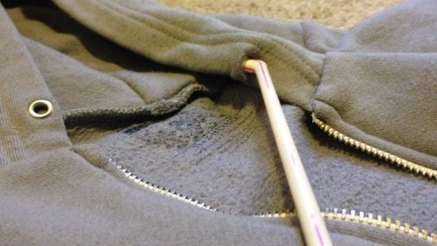 se a safety pin or straw to help thread a loose drawstring